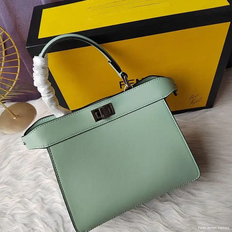 Cheap HOT Petite In ISeeU Peekaboo Green Nappa Leather Fendi Bag 0613